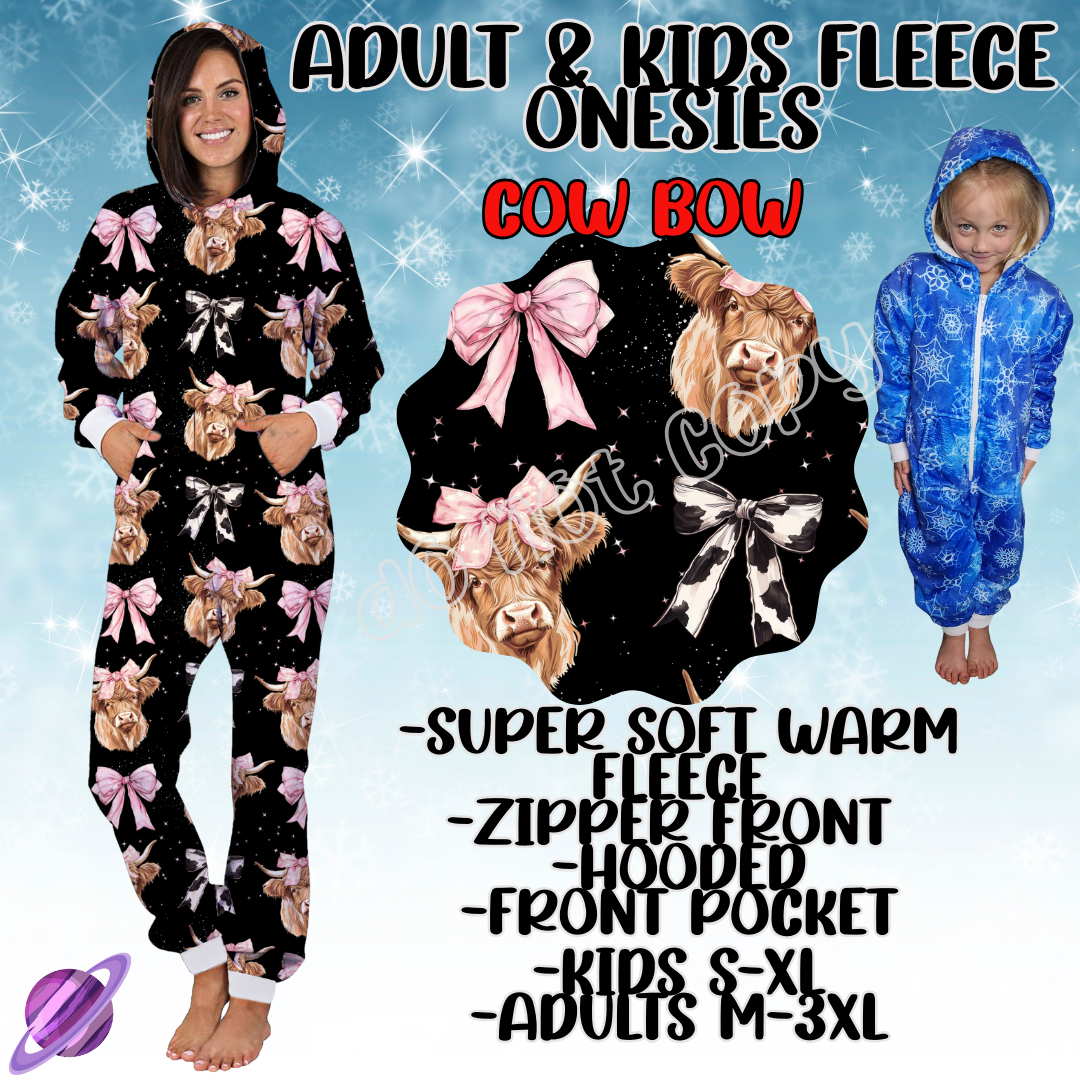 COW BOW - ADULT & KIDS FLEECE ONESIES CLOSING 9/28