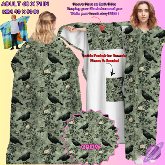WEARABLE THROW RUN-CROW-PREORDER CLOSING 8/31-  ETA LATE NOV./EARLY DEC.