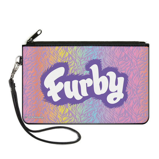 Canvas Zipper Wallet - LARGE - FURBY Title Logo Fur Print Multi Color/Purple/White