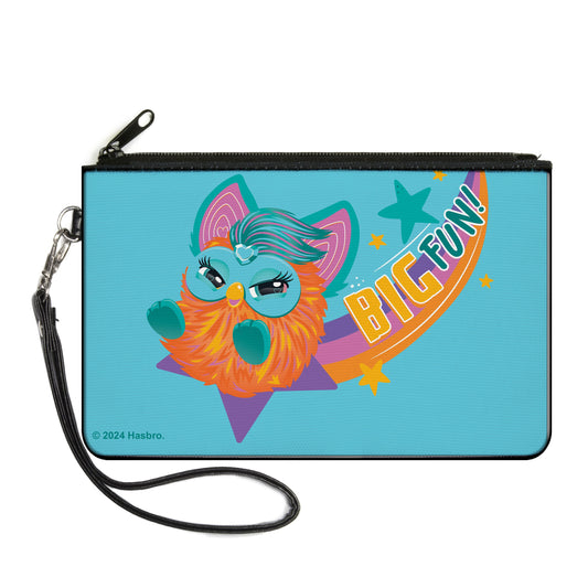 Canvas Zipper Wallet - LARGE - Furby Orange Furby BIG FUN Sliding Pose Blue