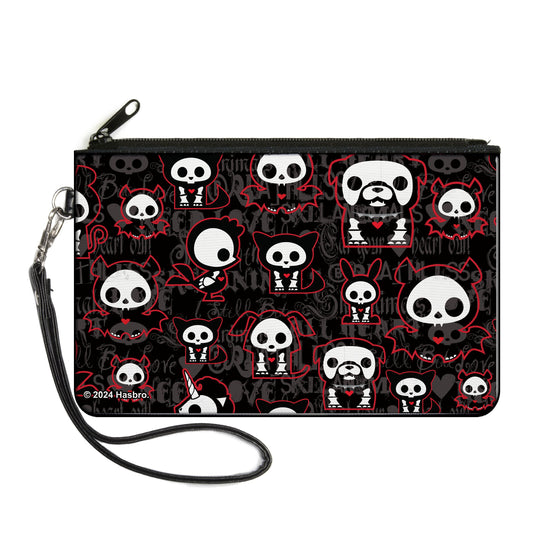 Canvas Zipper Wallet - LARGE - Skelanimals Character Collage Black/Gray/Red/White