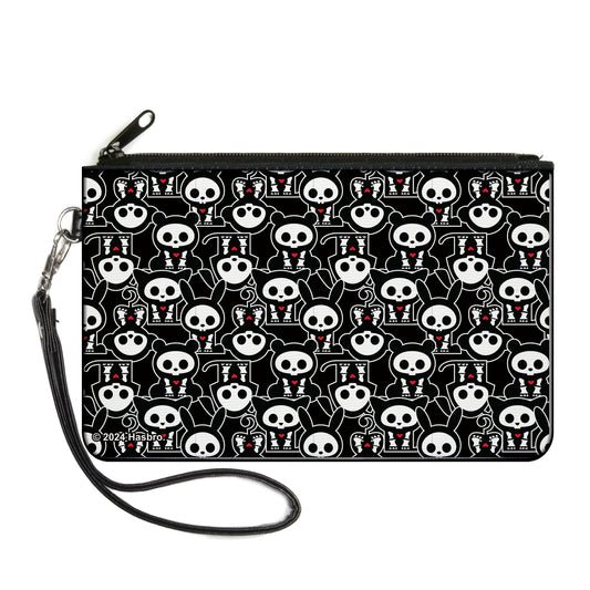 Canvas Zipper Wallet - LARGE - Skelanimals Animal Flip Poses Stacked Black/White/Red