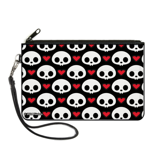 Canvas Zipper Wallet - LARGE - Skelanimals Face Logo and Heart Black/White/Red