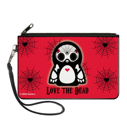 Canvas Zipper Wallet - LARGE - Skelanimals Pen the Penguin LOVE THE DEAD Pose Red/Black/White