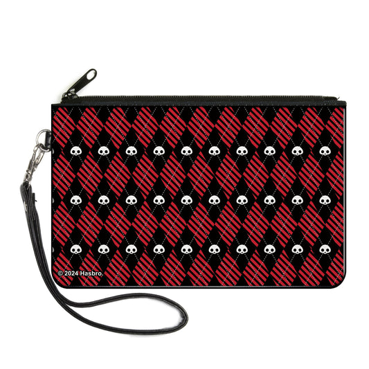 Canvas Zipper Wallet - LARGE - Skelanimals Face Logo Diamond Plaid Black/Red/White