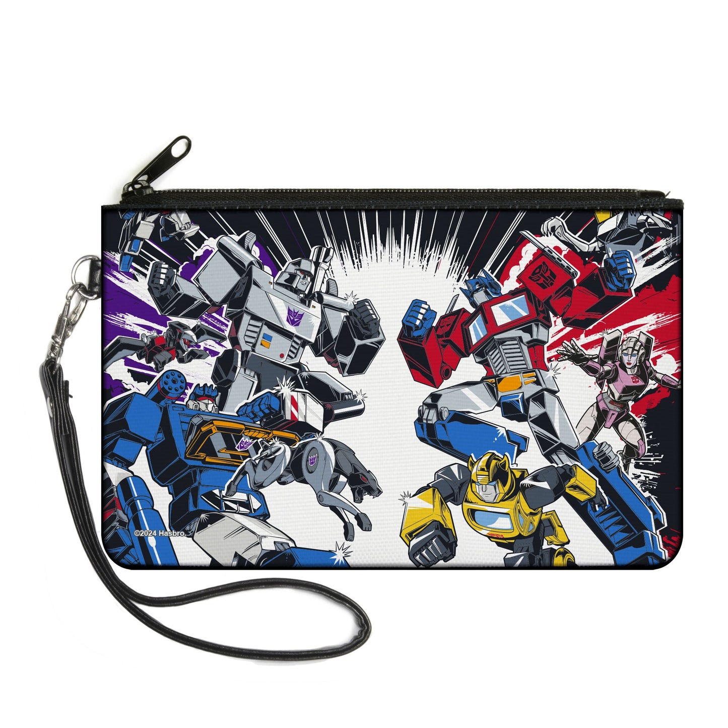 Canvas Zipper Wallet - LARGE - Transformers Decepticon and Autobots Battle Black/White