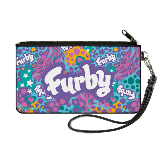 Canvas Zipper Wallet - SMALL - FURBY Title Logo Fur Print Blues/Purple/White