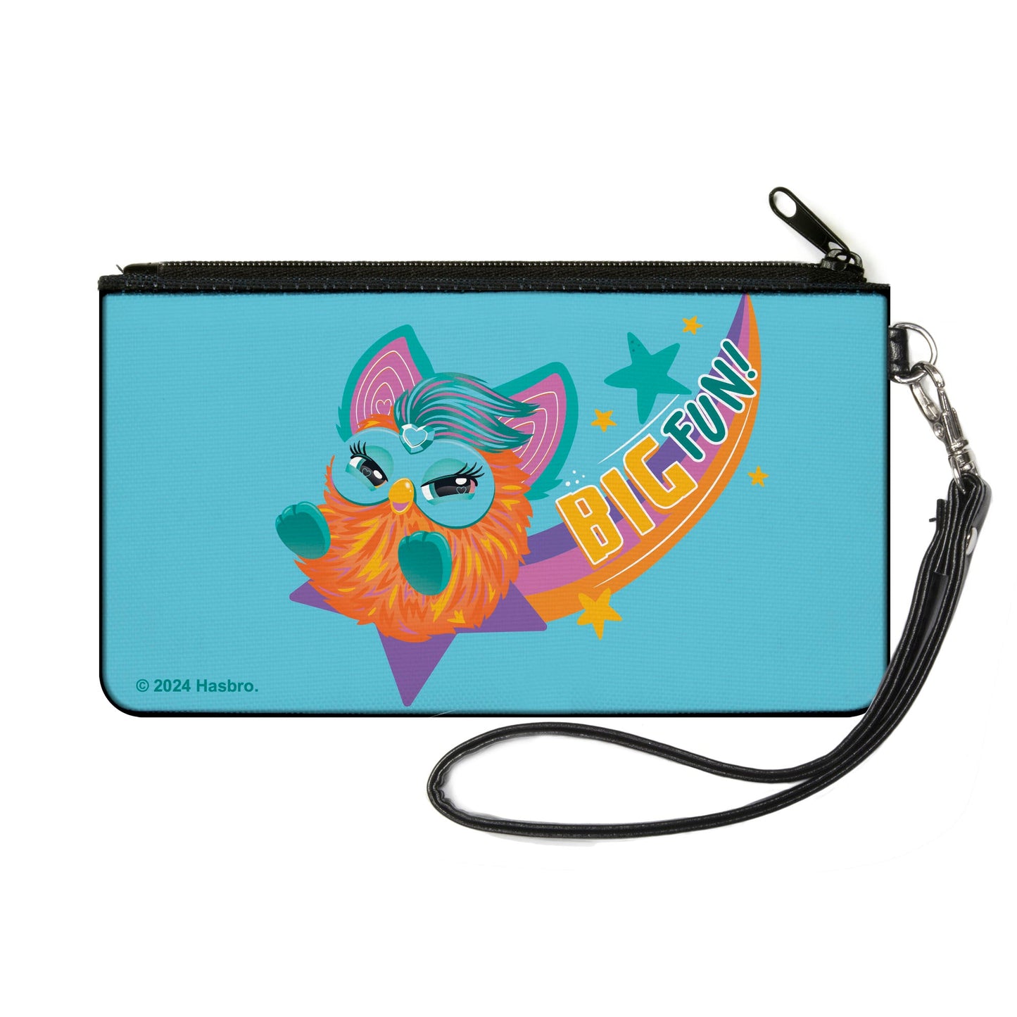 Canvas Zipper Wallet - SMALL - Furby Orange Furby BIG FUN Sliding Pose Blue