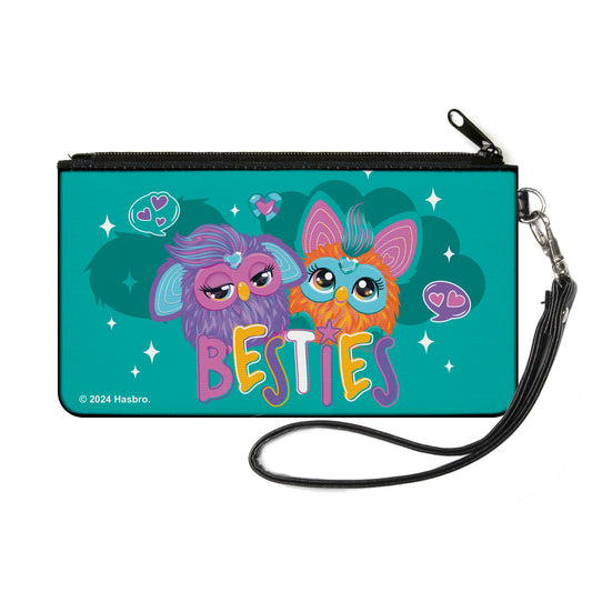 Canvas Zipper Wallet - SMALL - Furby Purple and Orange Furby BESTIES Pose Teal