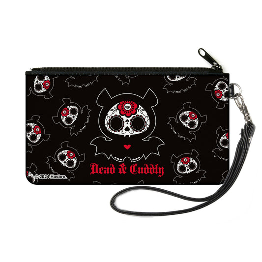 Canvas Zipper Wallet - SMALL - Skelanimals Diego the Bat DEAD N CUDDLY Pose Black/White/Red