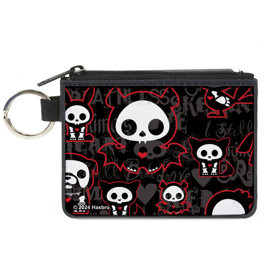 Canvas Zipper Wallet - MINI X-SMALL - Skelanimals Character Collage Black/Gray/Red/White