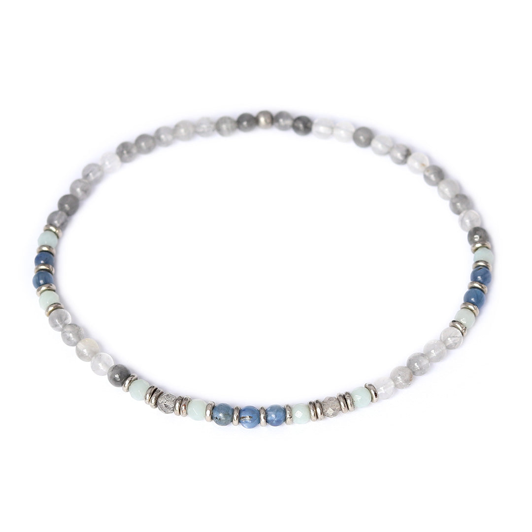 "Calm" Kyanite and Quartz Crystal Anklet