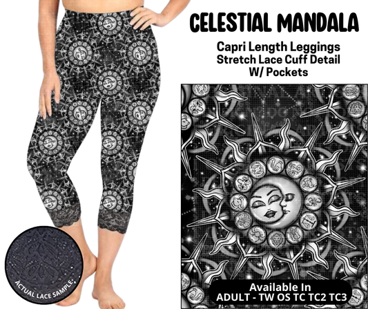 Preorder! Closes 5/12. ETA August. Celestial Mandala Lace Cuff Capris w/ Pockets