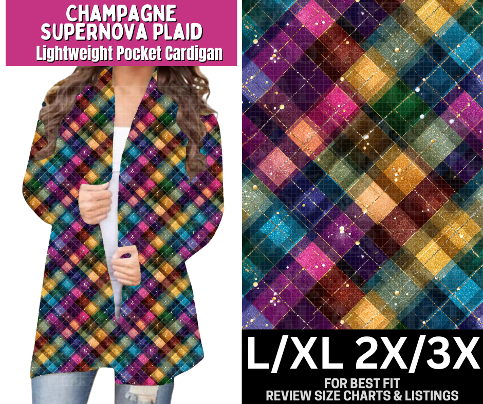Champagne Supernova Plaid Pocket Cardigan