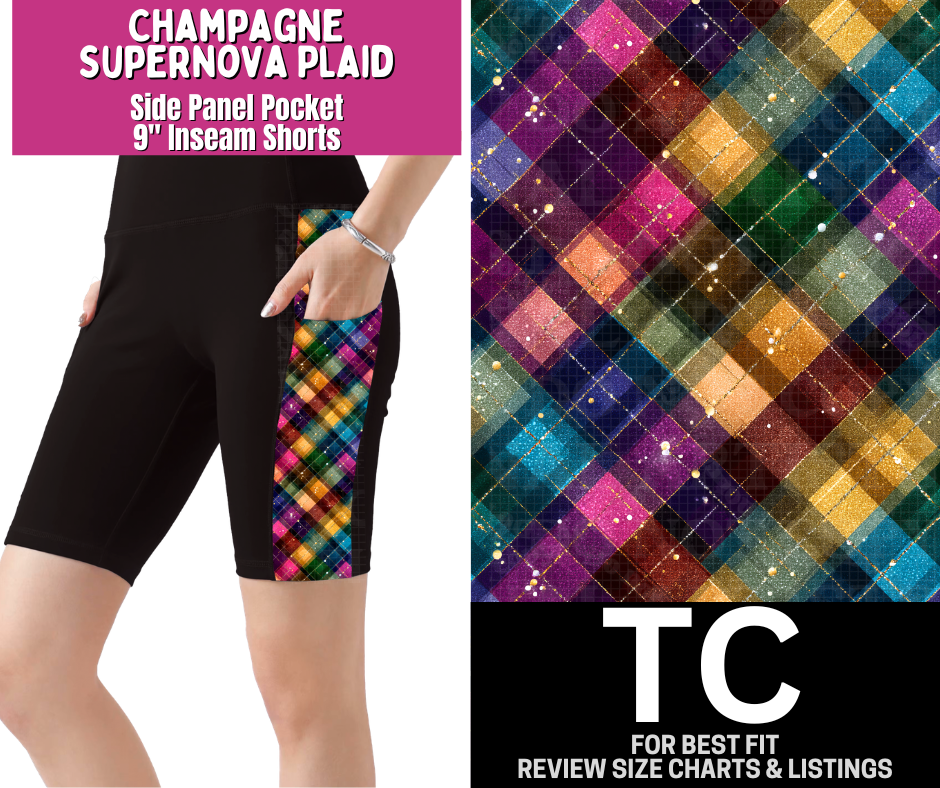 Champagne Supernova Plaid Jamaica Shorts w/ Pocket