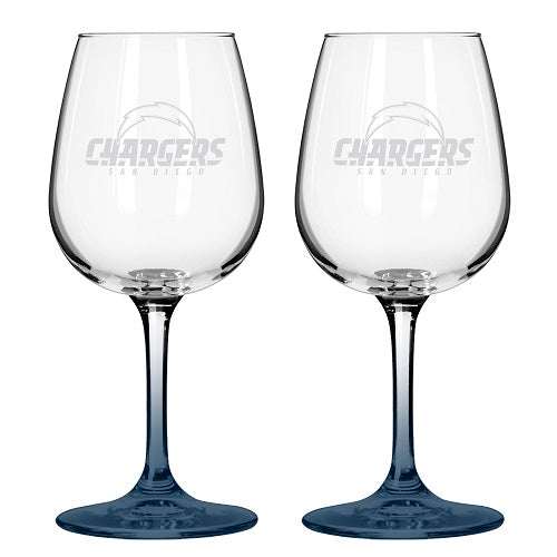 Los Angeles Chargers 12 Oz. Satin Etch Wine Glass 2 Pack