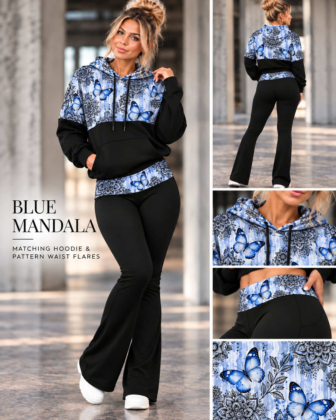 BLUE MANDALA-PATTERN BLOCK HOODIE-PREORDER CLOSING 10/9, ETA LATE DEC.