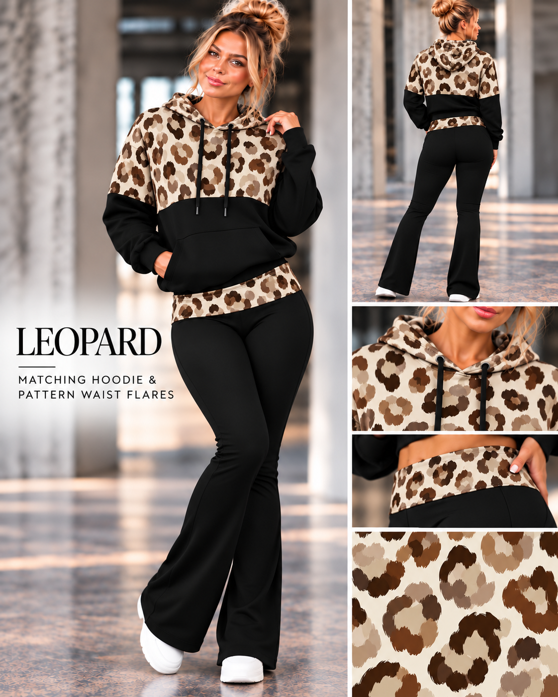 LEOPARD-PATTERN BLOCK HOODIE-PREORDER CLOSING 10/9, ETA LATE DEC.