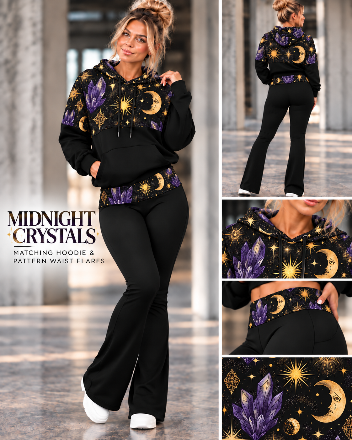 MIDNIGHT CRYSTALS-PATTERN BLOCK HOODIE-PREORDER CLOSING 10/9, ETA LATE DEC.
