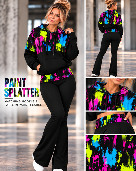 PAINT SPLATTER-PATTERN BLOCK HOODIE-PREORDER CLOSING 10/9, ETA LATE DEC.