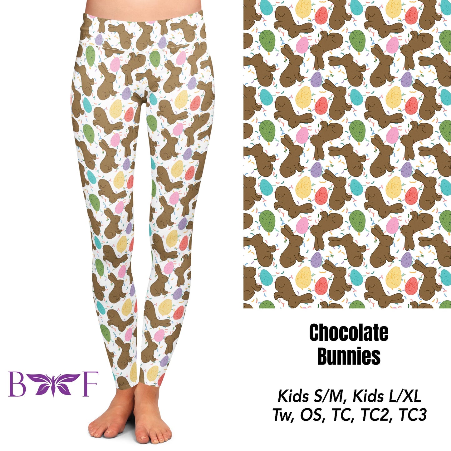 Chocolate Bunny kids leggings with pockets