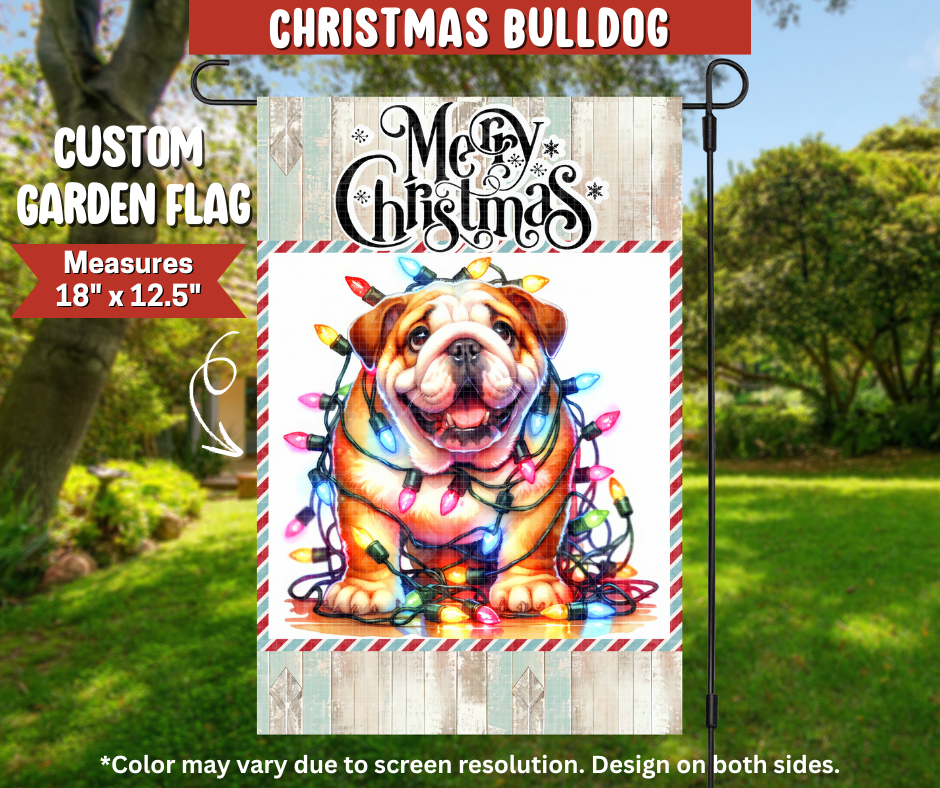 Christmas Bulldog Garden Flag
