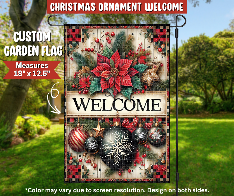 Christmas Ornament Welcome Garden Flag