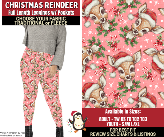 Preorder! Closes 9/4. ETA Dec. Christmas Reindeer Leggings Choose Fleece or Traditional