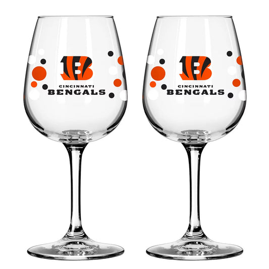 Cincinnati Bengals Pokadot Wine Glass 12 Oz. 2 Pack