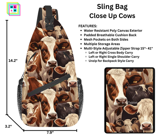 Close Up Cows Sling Bag