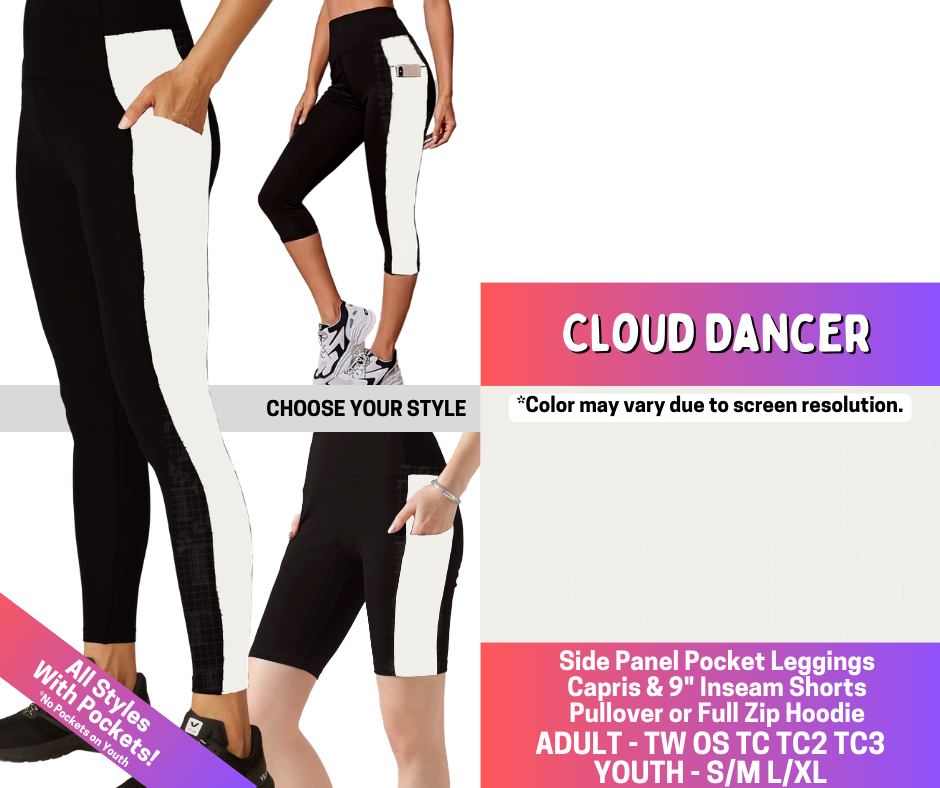 Preorder! Closes 3/25. ETA June. Cloud Dancer Combo Side Panel Legging Lengths