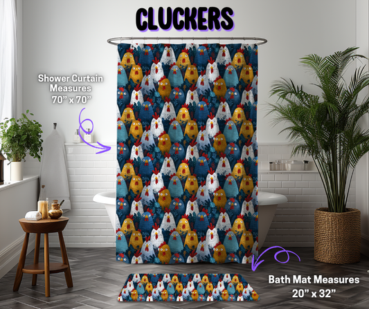 Cluckers Custom Shower Curtain and/or Bath Mat