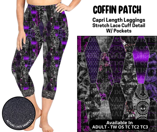 Preorder! Closes 5/12. ETA August. Coffin Patch Lace Cuff Capris w/ Pockets