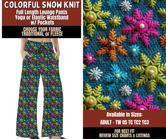 Preorder! Closes 9/21. ETA Dec. Colorful Snow Knit Lounge Pants Choose Fleece or Traditional