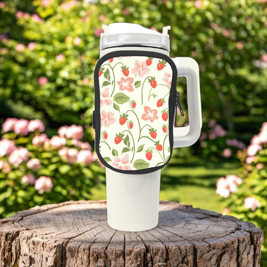 Coquette Strawberry Bloom Zippered Pouch/Bag For 40oz Tumbler