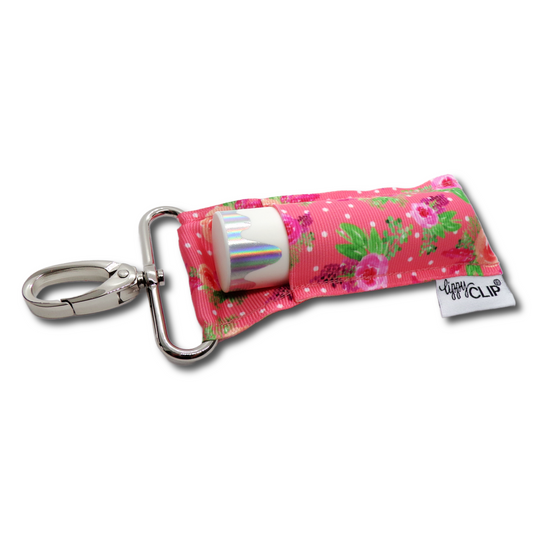 Coral Floral LippyClip KISS for larger lip balms, essential oil rollers, etc.