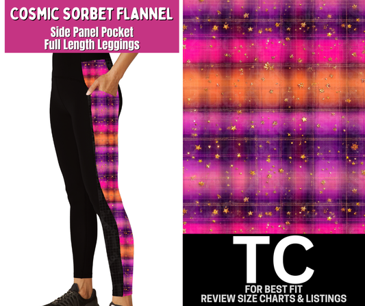 Cosmic Sorbet Flannel Side Panel Pocket Full Length Leggings