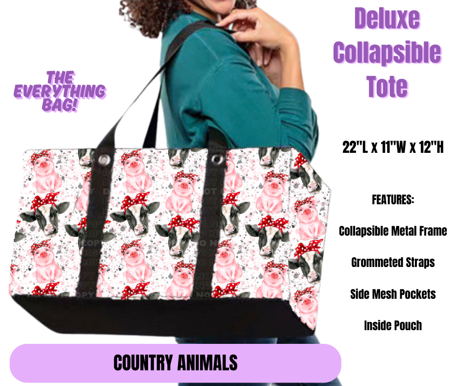Preorder! Closes 5/19. ETA August. Country Animals Collapsible Tote