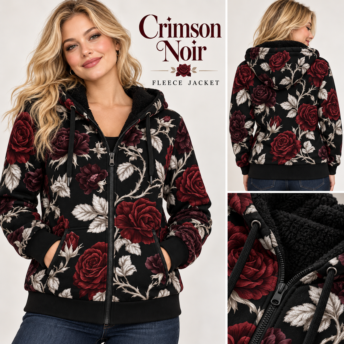 Crimson Noir-FLEECE LINED HOODED JACKET-PREORDER CLOSING 11/9, ETA LATE JAN.