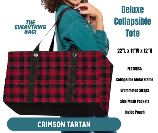 Preorder! Closes 8/13. ETA Nov. Crimson Tartan Collapsible Tote
