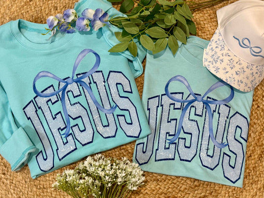 Jesus Blue Bow Tee/Sweatshirt (PREORDER CLOSES 11/30, ETA 1 WEEK)