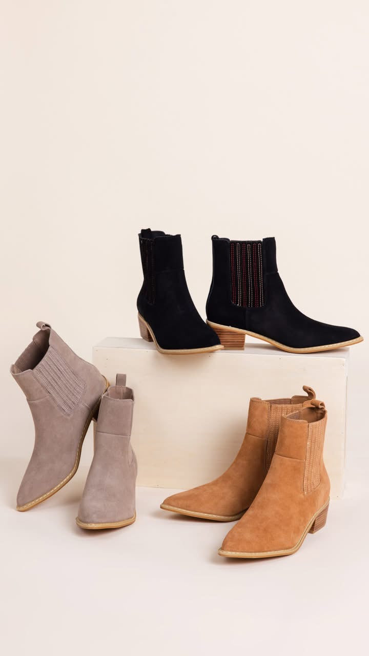 Leonor Suede Ankle Boot in Taupe