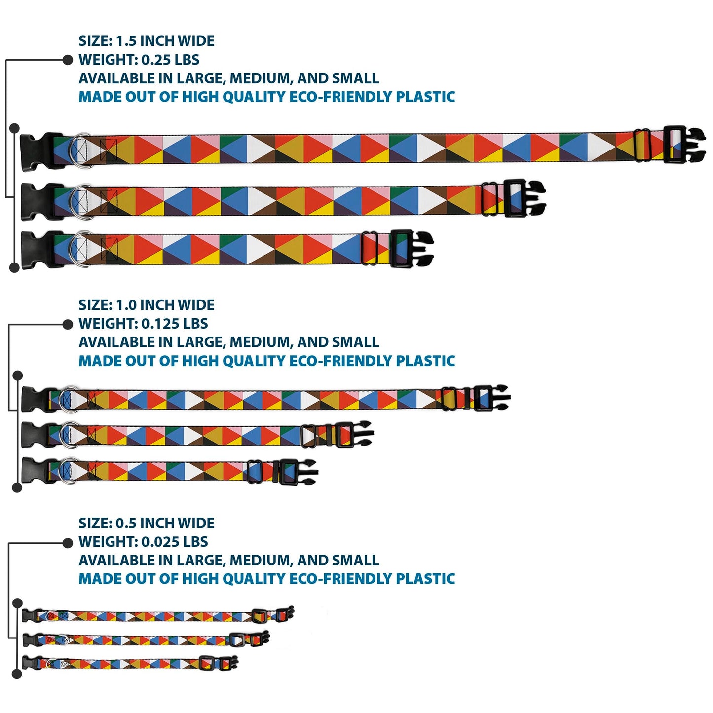Plastic Clip Collar - Geometric Triangle Blocks Multi Color