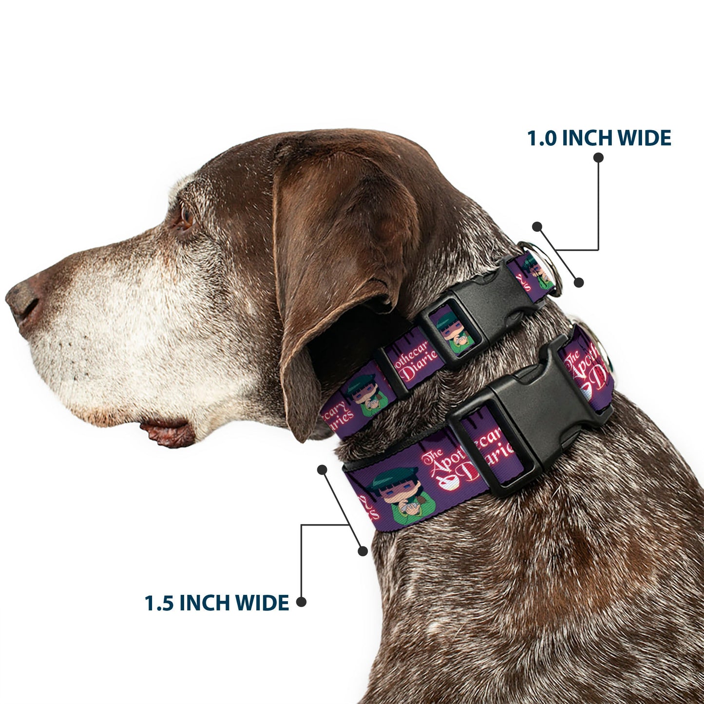 Plastic Clip Collar - THE APOTHECARY DIARIES Chibi Maomao Pose and Title Logo Purple