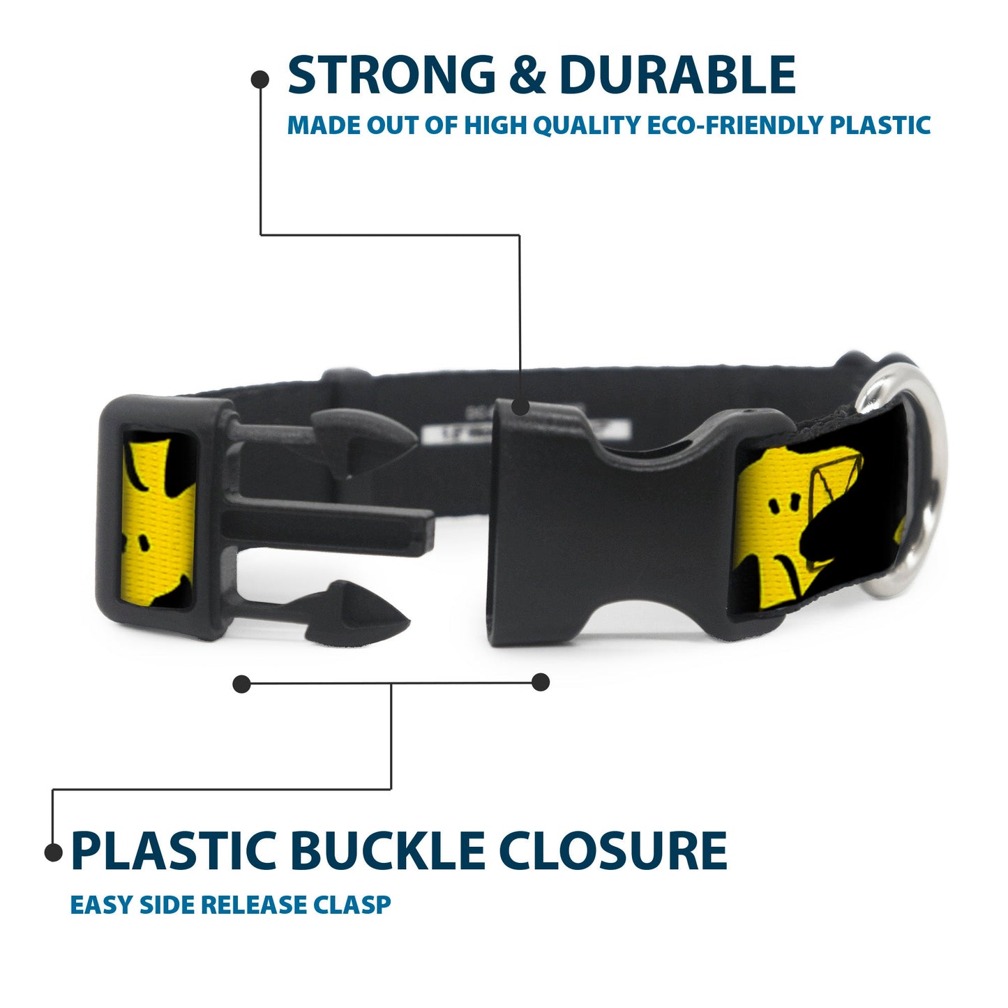 Plastic Clip Collar - Peanuts Woodstock Face Flip Black/Yellow