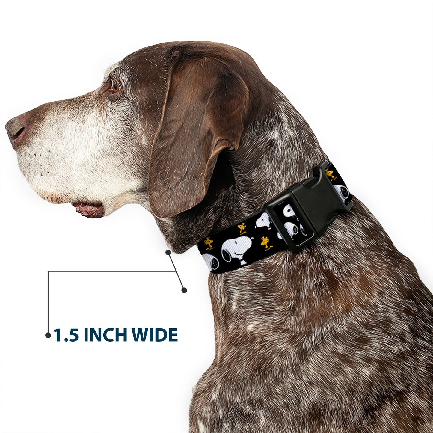 Plastic Clip Collar - Peanuts Snoopy and Woodstock Poses Scattered Black