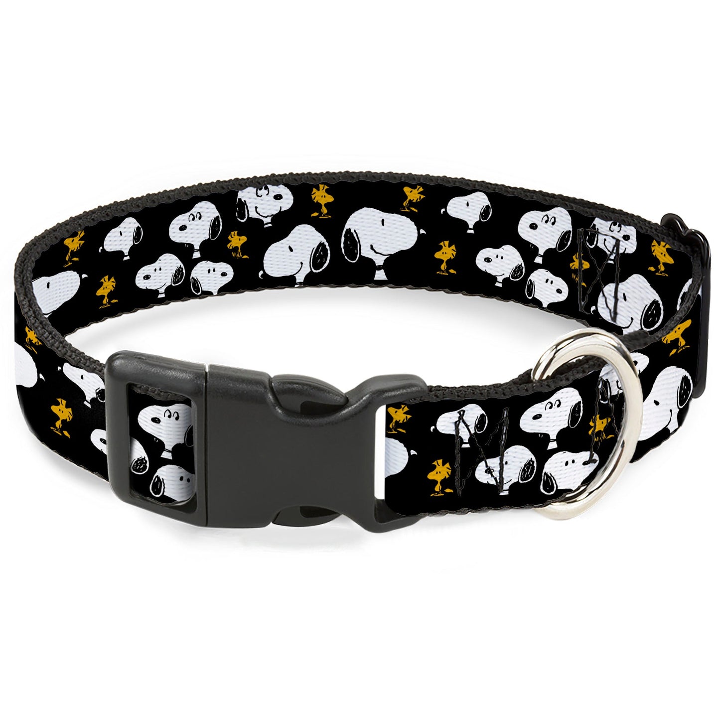 Plastic Clip Collar - Peanuts Snoopy and Woodstock Poses Scattered Black