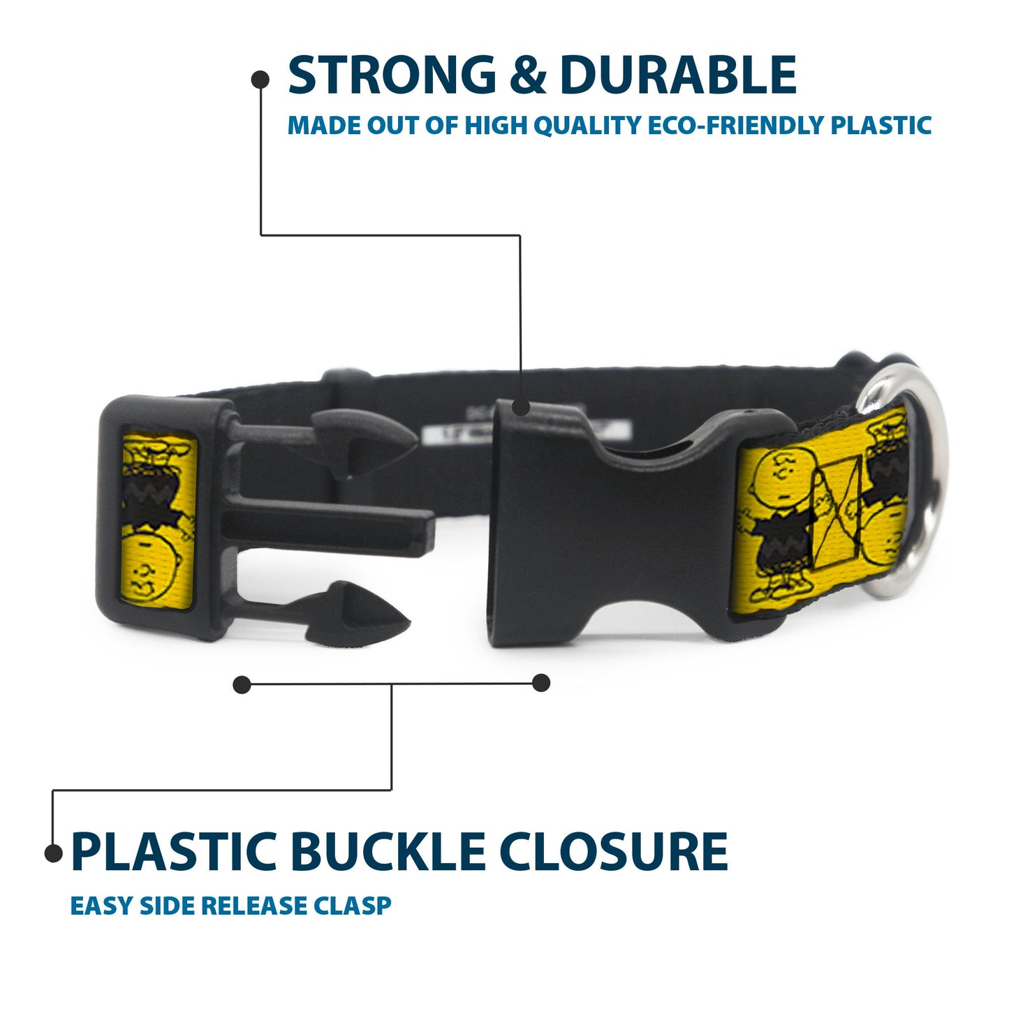 Plastic Clip Collar - Peanuts Charlie Brown Pose Flip Yellow/Black
