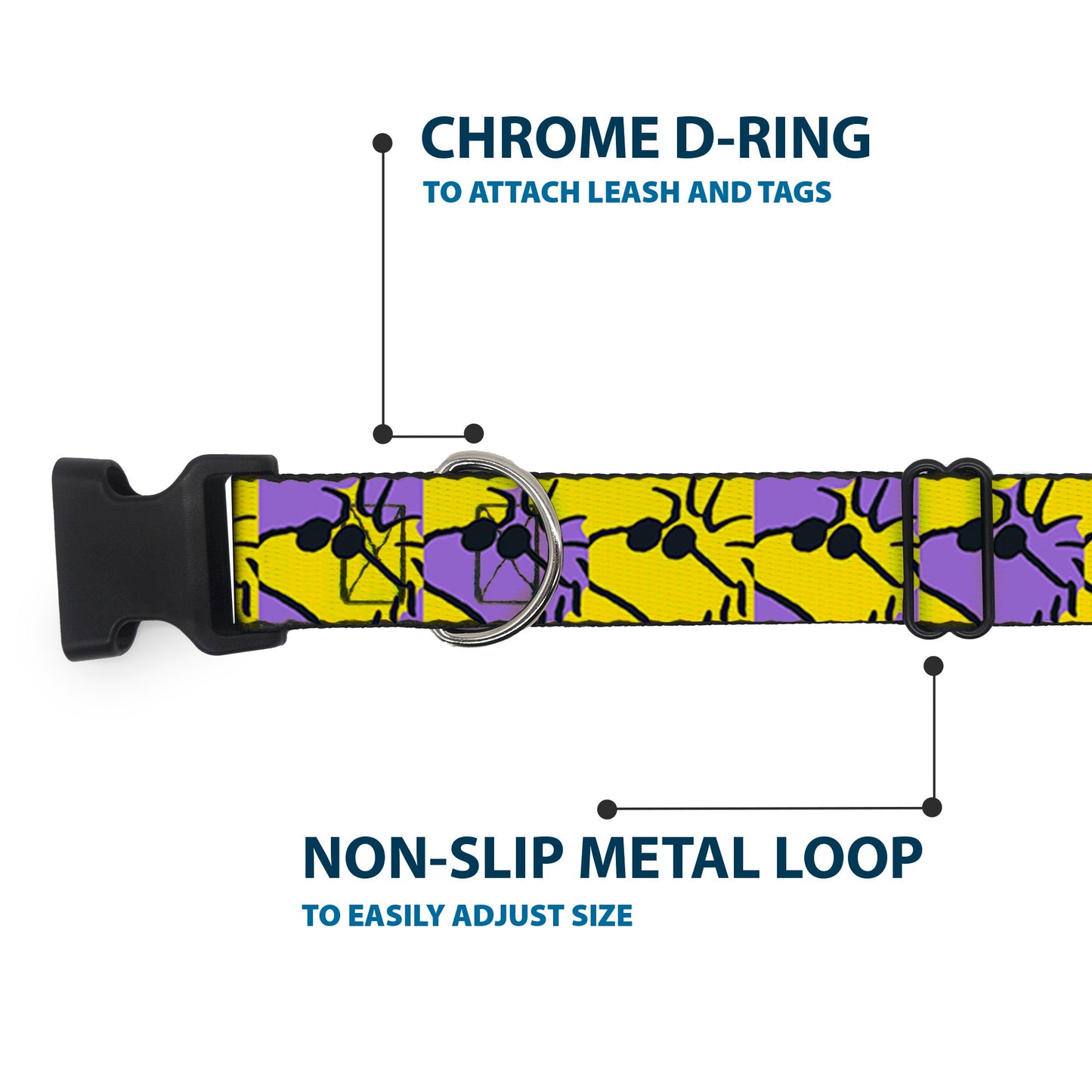 Plastic Clip Collar - Peanuts Woodstock Shades Pose Blocks Blue/Yellow/Black