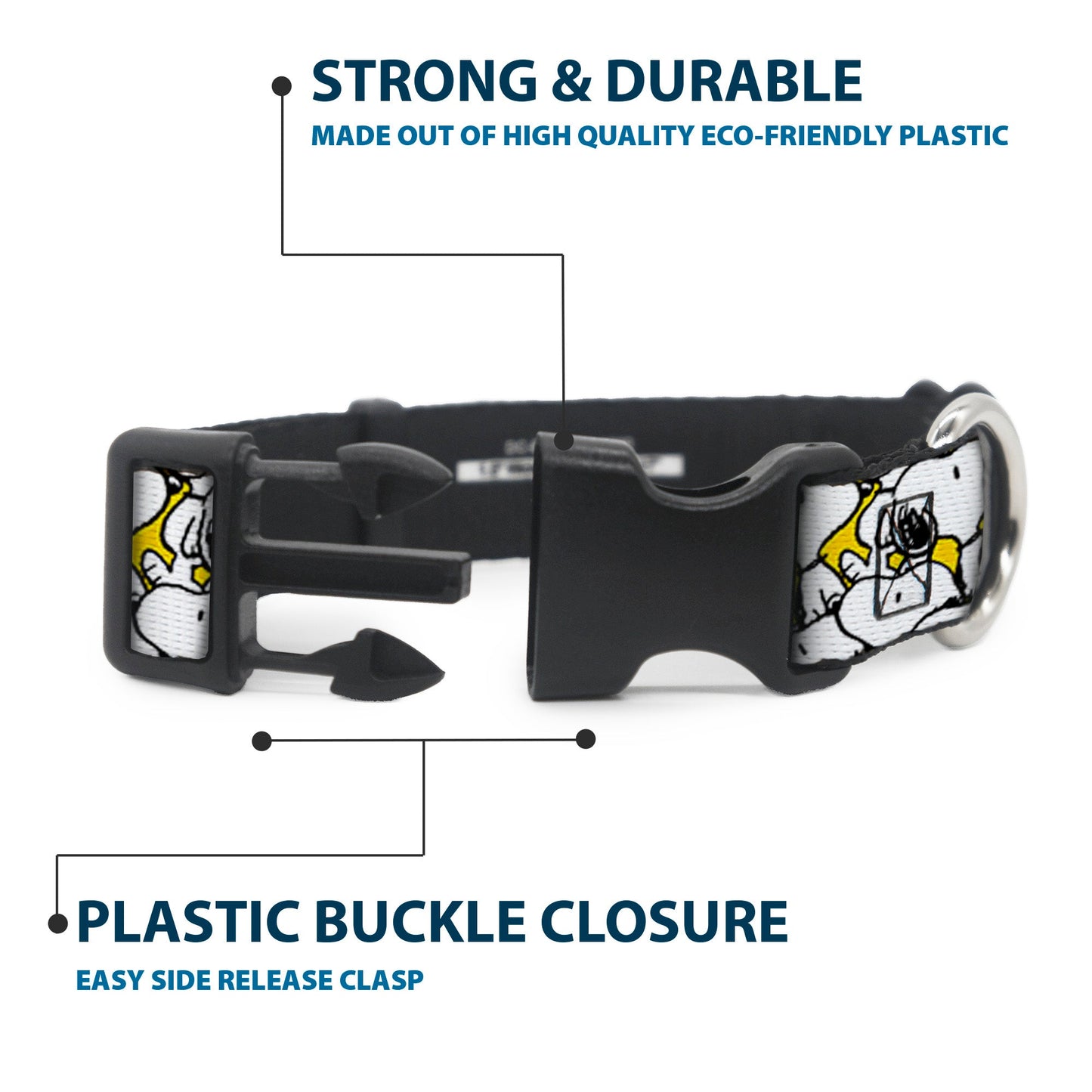 Plastic Clip Collar - Peanuts Snoopy Pose Stacked Yellow